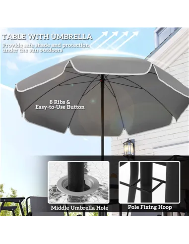 Outsunny 4 Seater Garden Furniture Set, 6 Pieces Garden Table and Chairs with Parasol, Outdoor Garden Dining Set with Folding Ch