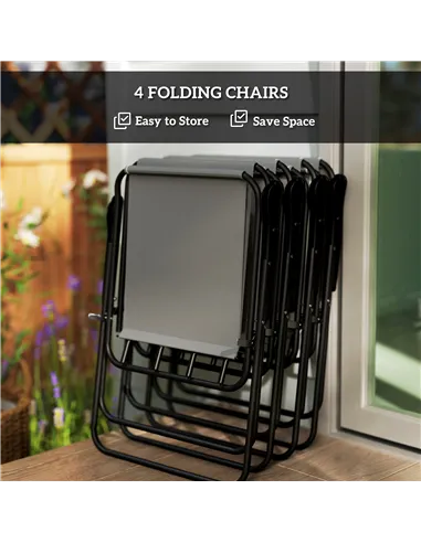 Outsunny 4 Seater Garden Furniture Set, 6 Pieces Garden Table and Chairs with Parasol, Outdoor Garden Dining Set with Folding Ch