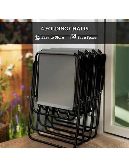 Outsunny 4 Seater Garden Furniture Set, 6 Pieces Garden Table and Chairs with Parasol, Outdoor Garden Dining Set with Folding Ch