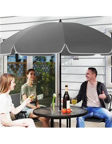 Outsunny 4 Seater Garden Furniture Set, 6 Pieces Garden Table and Chairs with Parasol, Outdoor Garden Dining Set with Folding Ch