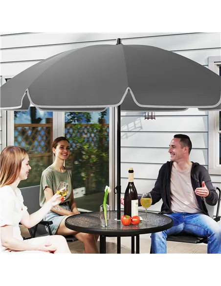 Outsunny 4 Seater Garden Furniture Set, 6 Pieces Garden Table and Chairs with Parasol, Outdoor Garden Dining Set with Folding Ch