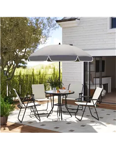 Outsunny 4 Seater Garden Furniture Set, 6 Pieces Garden Table and Chairs with Parasol, Outdoor Garden Dining Set with Folding Ch 2