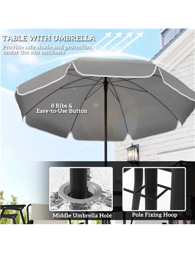 Outsunny 4 Seater Garden Furniture Set, 6 Pieces Garden Table and Chairs with Parasol, Outdoor Garden Dining Set with Folding Ch