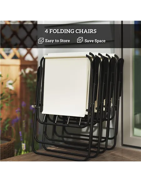 Outsunny 4 Seater Garden Furniture Set, 6 Pieces Garden Table and Chairs with Parasol, Outdoor Garden Dining Set with Folding Ch