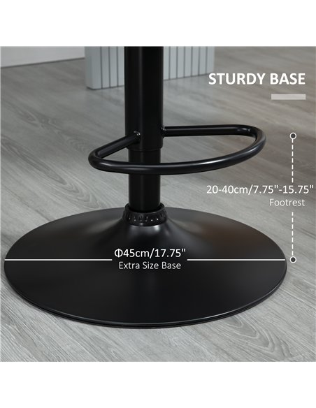 HOMCOM Bar Stools Set Of 2, Luxurious Velvet-Touch Barstools with Metal Frame Footrest Round Base Triangle Indenting Moulded Sea