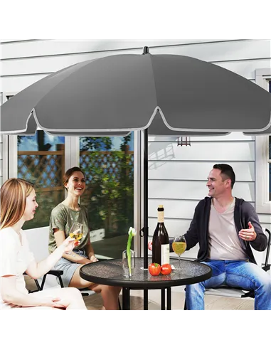 Outsunny 4 Seater Garden Furniture Set, 6 Pieces Garden Table and Chairs with Parasol, Outdoor Garden Dining Set with Folding Ch