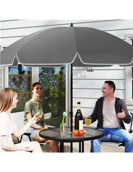 Outsunny 4 Seater Garden Furniture Set, 6 Pieces Garden Table and Chairs with Parasol, Outdoor Garden Dining Set with Folding Ch