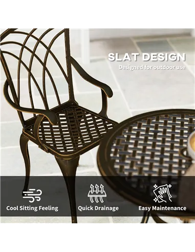 Outsunny 5 Pieces Garden Dining Set for 4, Cast Aluminium Outdoor Dining Set with 4 Armchairs and Round Dining Table with Paraso