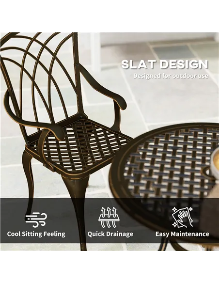 Outsunny 5 Pieces Garden Dining Set for 4, Cast Aluminium Outdoor Dining Set with 4 Armchairs and Round Dining Table with Paraso