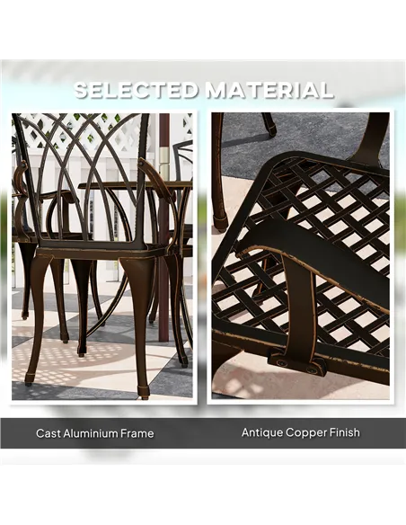 Outsunny 5 Pieces Garden Dining Set for 4, Cast Aluminium Outdoor Dining Set with 4 Armchairs and Round Dining Table with Paraso