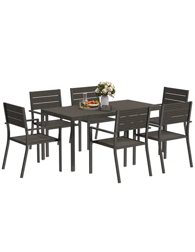 Outsunny Seven-Piece Outdoor Dining Set - Brown