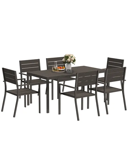 Outsunny Seven-Piece Outdoor Dining Set - Brown