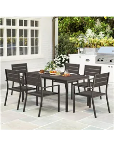 Outsunny Seven-Piece Outdoor Dining Set - Brown 2