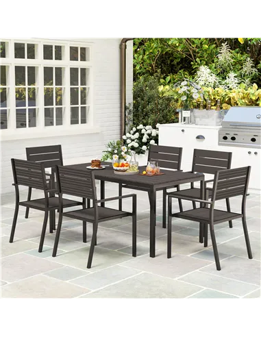 Outsunny Seven-Piece Outdoor Dining Set - Brown
