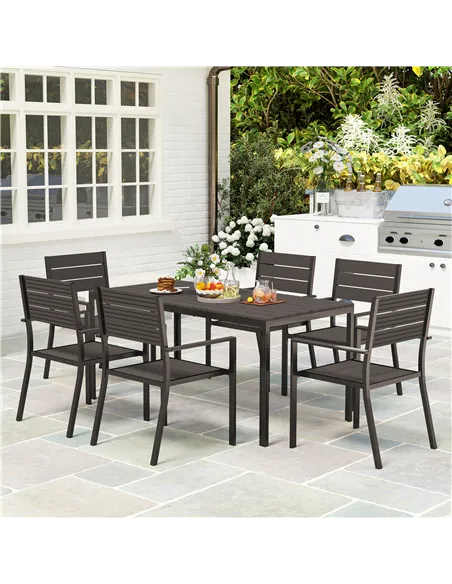 Outsunny Seven-Piece Outdoor Dining Set - Brown