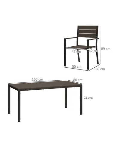 Outsunny Seven-Piece Outdoor Dining Set - Brown