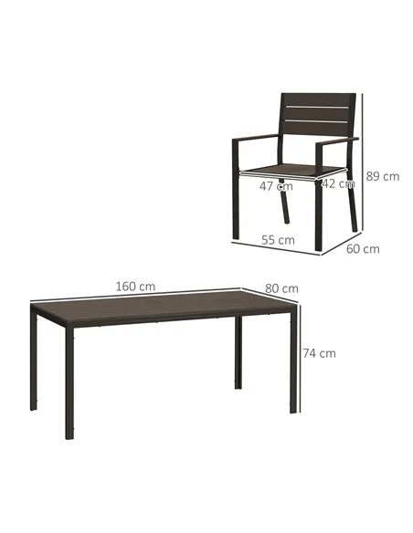 Outsunny Seven-Piece Outdoor Dining Set - Brown