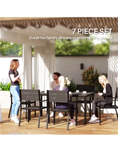 Outsunny Seven-Piece Outdoor Dining Set - Brown