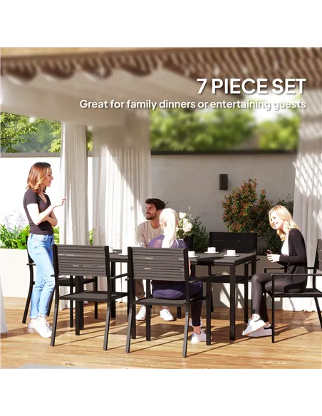 Outsunny Seven-Piece Outdoor Dining Set - Brown