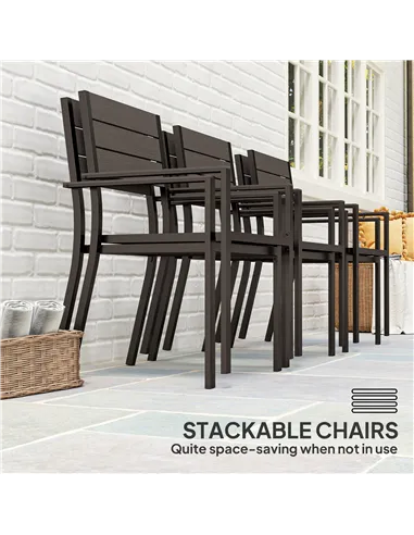 Outsunny Seven-Piece Outdoor Dining Set - Brown