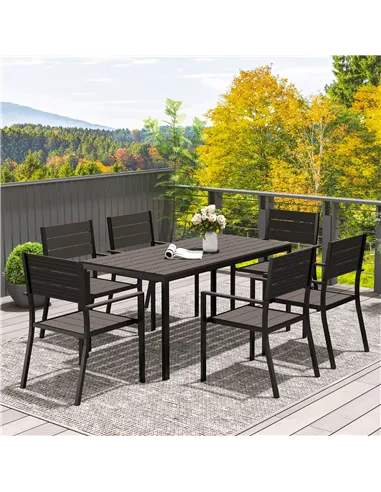 Outsunny Seven-Piece Outdoor Dining Set - Brown