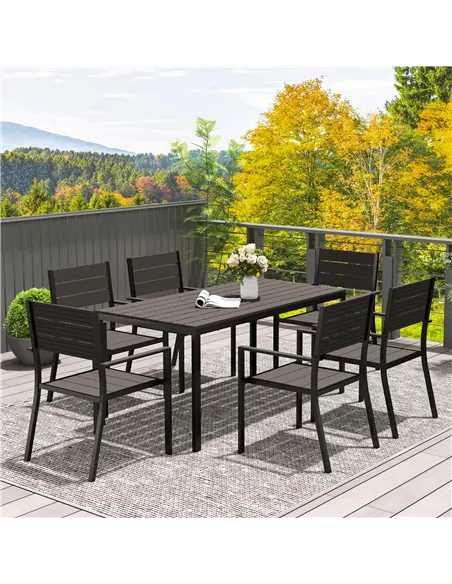 Outsunny Seven-Piece Outdoor Dining Set - Brown