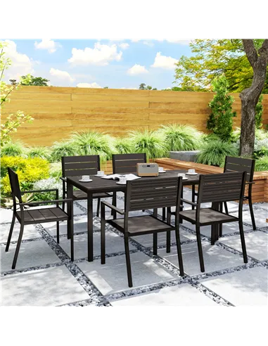 Outsunny Seven-Piece Outdoor Dining Set - Brown