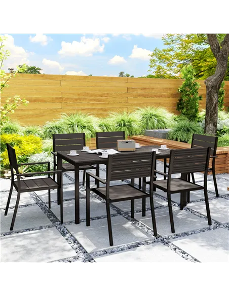 Outsunny Seven-Piece Outdoor Dining Set - Brown