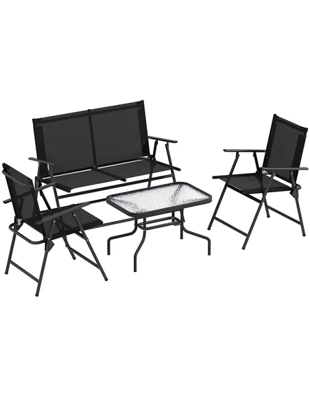Outsunny Four-Piece Metal Garden Sofa Set - Black
