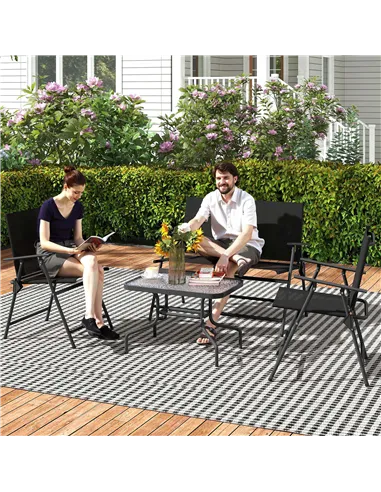 Outsunny Four-Piece Metal Garden Sofa Set - Black