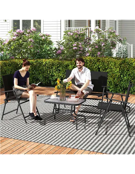 Outsunny Four-Piece Metal Garden Sofa Set - Black
