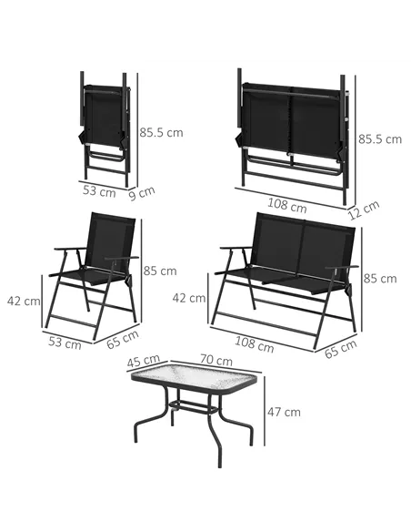 Outsunny Four-Piece Metal Garden Sofa Set - Black