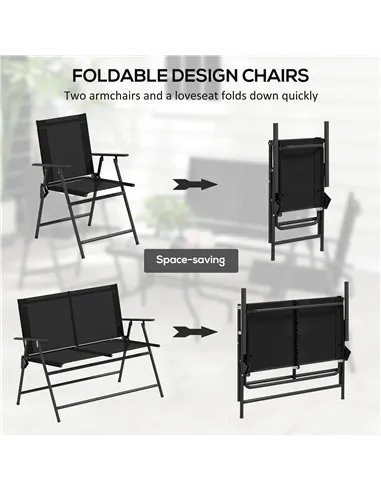 Outsunny Four-Piece Metal Garden Sofa Set - Black