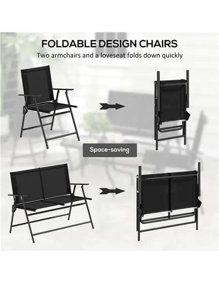 Outsunny Four-Piece Metal Garden Sofa Set - Black