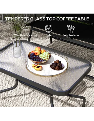 Outsunny Four-Piece Metal Garden Sofa Set - Black