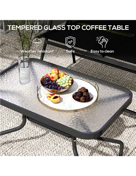 Outsunny Four-Piece Metal Garden Sofa Set - Black