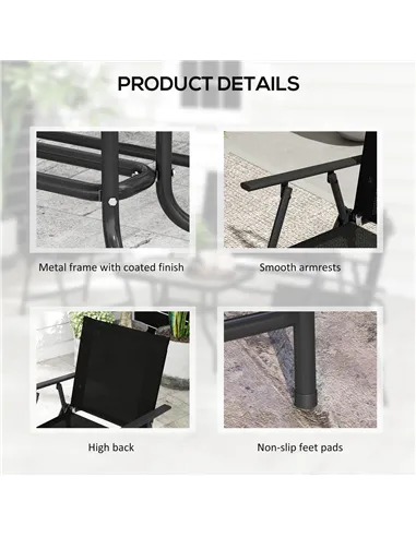 Outsunny Four-Piece Metal Garden Sofa Set - Black