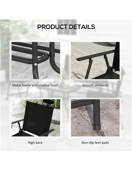 Outsunny Four-Piece Metal Garden Sofa Set - Black