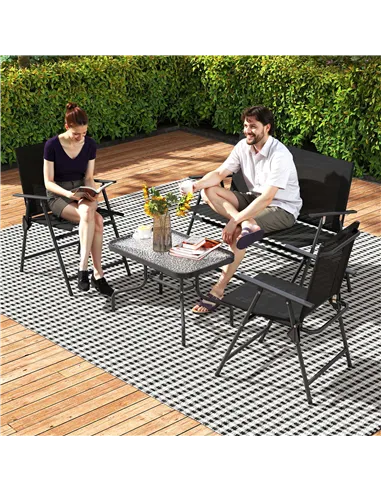 Outsunny Four-Piece Metal Garden Sofa Set - Black