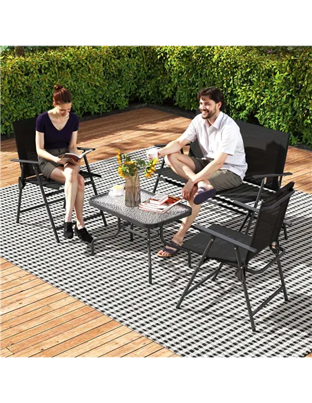 Outsunny Four-Piece Metal Garden Sofa Set - Black