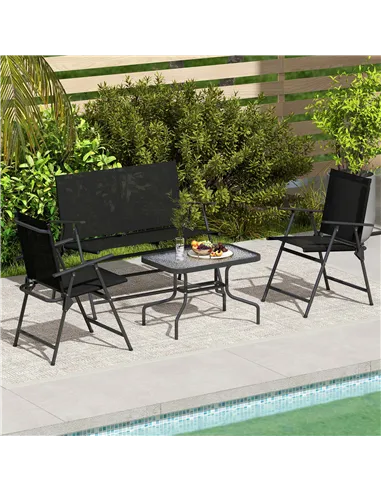 Outsunny Four-Piece Metal Garden Sofa Set - Black