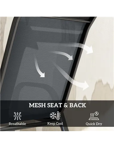 Outsunny Five-Piece Steel Patio Set, with Glass-Top Table - Dark Grey