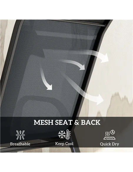 Outsunny Five-Piece Steel Patio Set, with Glass-Top Table - Dark Grey