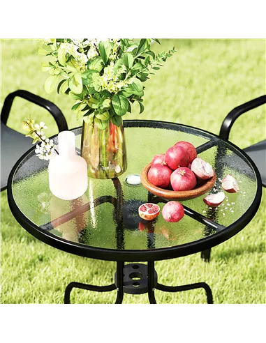 Outsunny Five-Piece Steel Patio Set, with Glass-Top Table - Dark Grey