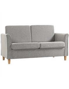 HOMCOM Compact Loveseat Sofa, Modern 2 Seater Sofa for Living Room with Wood Legs and Armrests, Light Grey