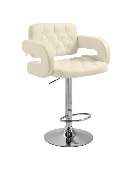 HOMCOM PU Leather Upholstered Swivel Bar Stool, Height Adjustable with Back, Armrest, Footrest, Beige