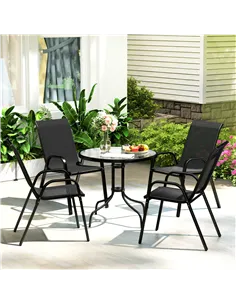 Outsunny Five-Piece Steel Patio Set, with Glass-Top Table - Black 2