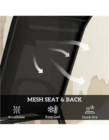 Outsunny Five-Piece Steel Patio Set, with Glass-Top Table - Black