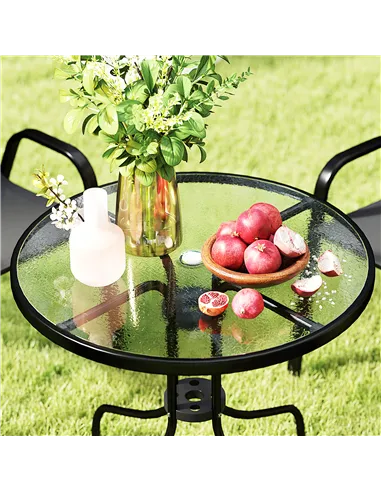 Outsunny Five-Piece Steel Patio Set, with Glass-Top Table - Black