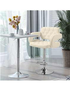HOMCOM PU Leather Upholstered Swivel Bar Stool, Height Adjustable with Back, Armrest, Footrest, Beige 2